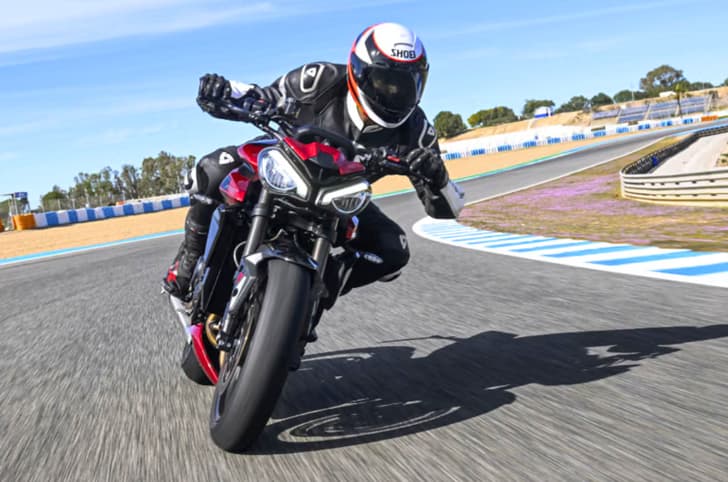 Triumph Street Triple RS head on riding shot